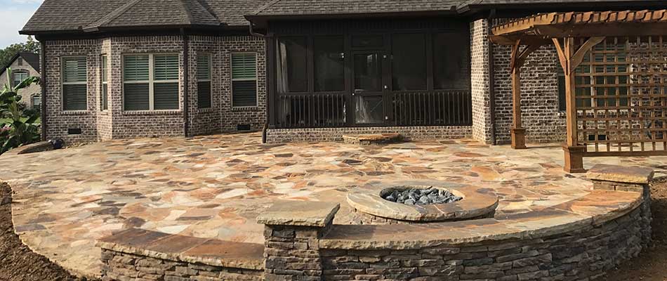 We installed this custom patio and pergola at a home in Lebanon, TN.