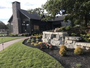landscape design project with outdoor entertaining pavilion