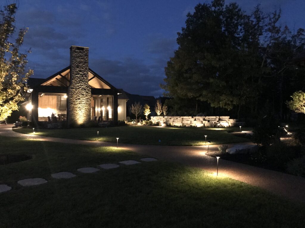 outdoor lighting on completed home project